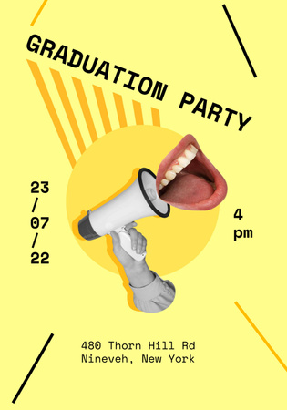 Graduation Party Announcement on Yellow Poster 28x40in Šablona návrhu