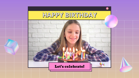 Syntymäpäiväonnittelut kakun ja kynttilöiden kera Full HD video Design Template