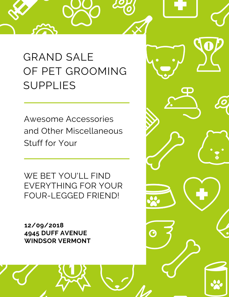 Savings on Pet Grooming Supplies Poster 8.5x11in Šablona návrhu