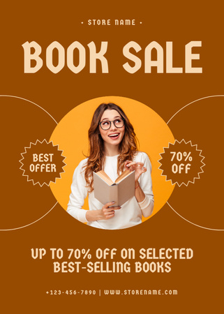Book Sale Ad Layout with Photo Flayer Design Template
