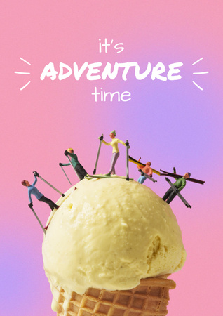 Designvorlage Funny Illustration of Skiers on Ice Cream für Poster