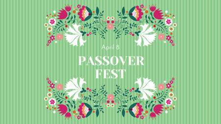 Passover Festival Announcement with Flowers Illustration FB event cover Design Template