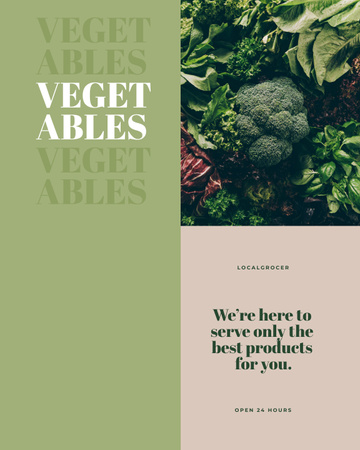 Plantilla de diseño de Anuncio de tienda de abarrotes con vegetales verdes Poster 16x20in 