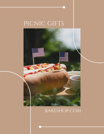 Noteworthy Sale Announcement for USA Independence Day With Picnic Gifts Poster 8.5x11in Design Template