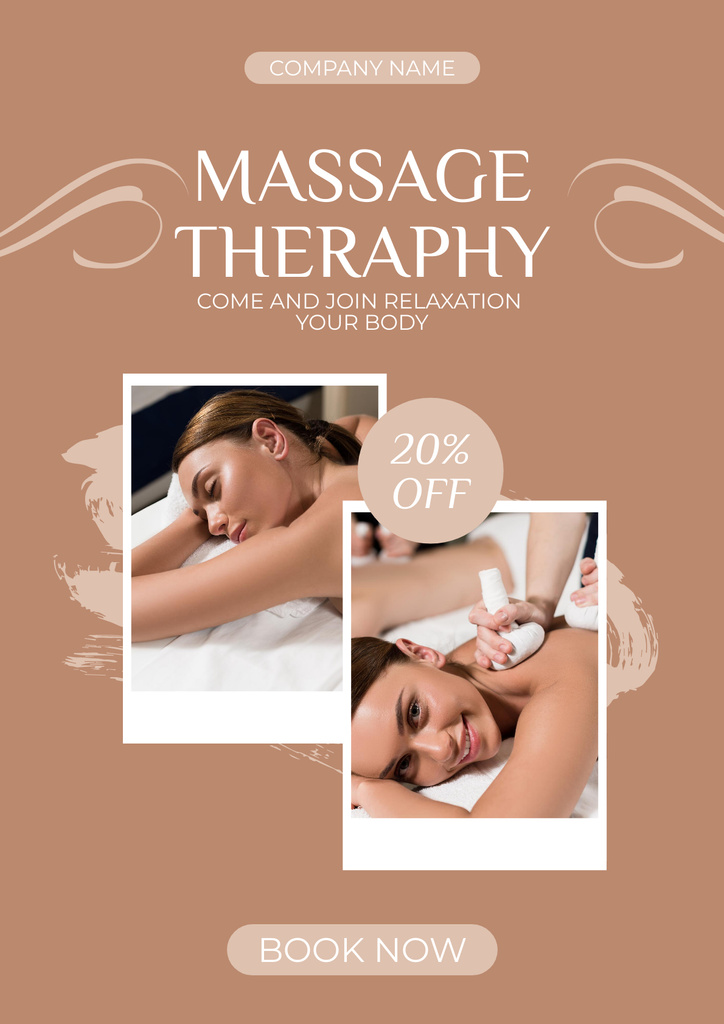 Relaxing Body Massage Therapy Offer With Discount Poster – шаблон для дизайна