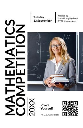 Template di design Mathematics competition announcement with Thoughtful Student Invitation 5.5x8.5in