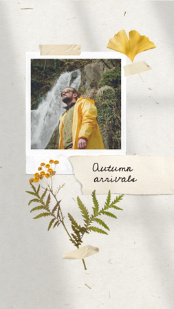Template di design Autumn Sale Announcement with Man in Bright Raincoat Instagram Video Story