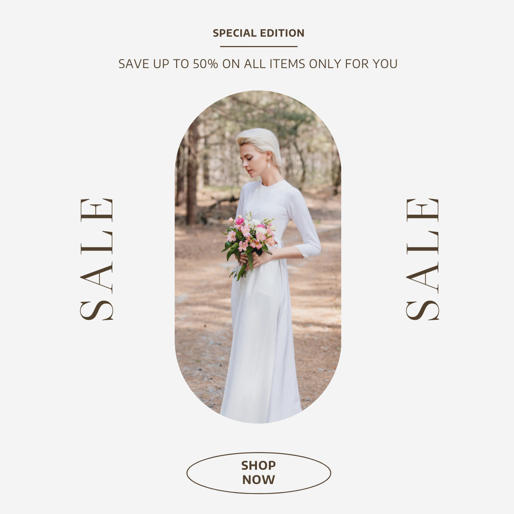 Designvorlage Wedding Dresses Discount Offer für Instagram