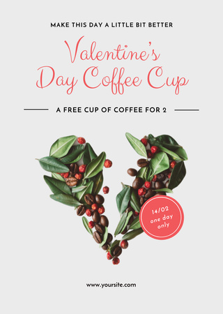 Valentine's Day Coffee beans Heart Flyer A6 Design Template