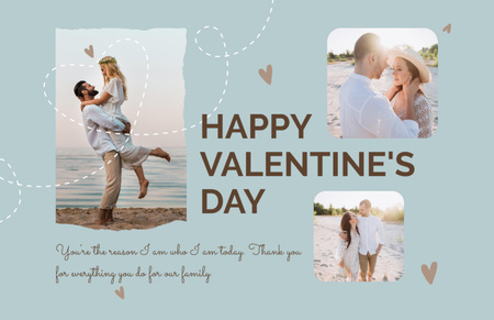 Ontwerpsjabloon van Thank You Card 5.5x8.5in van Collage with Young Couple in Love for Valentine's Day