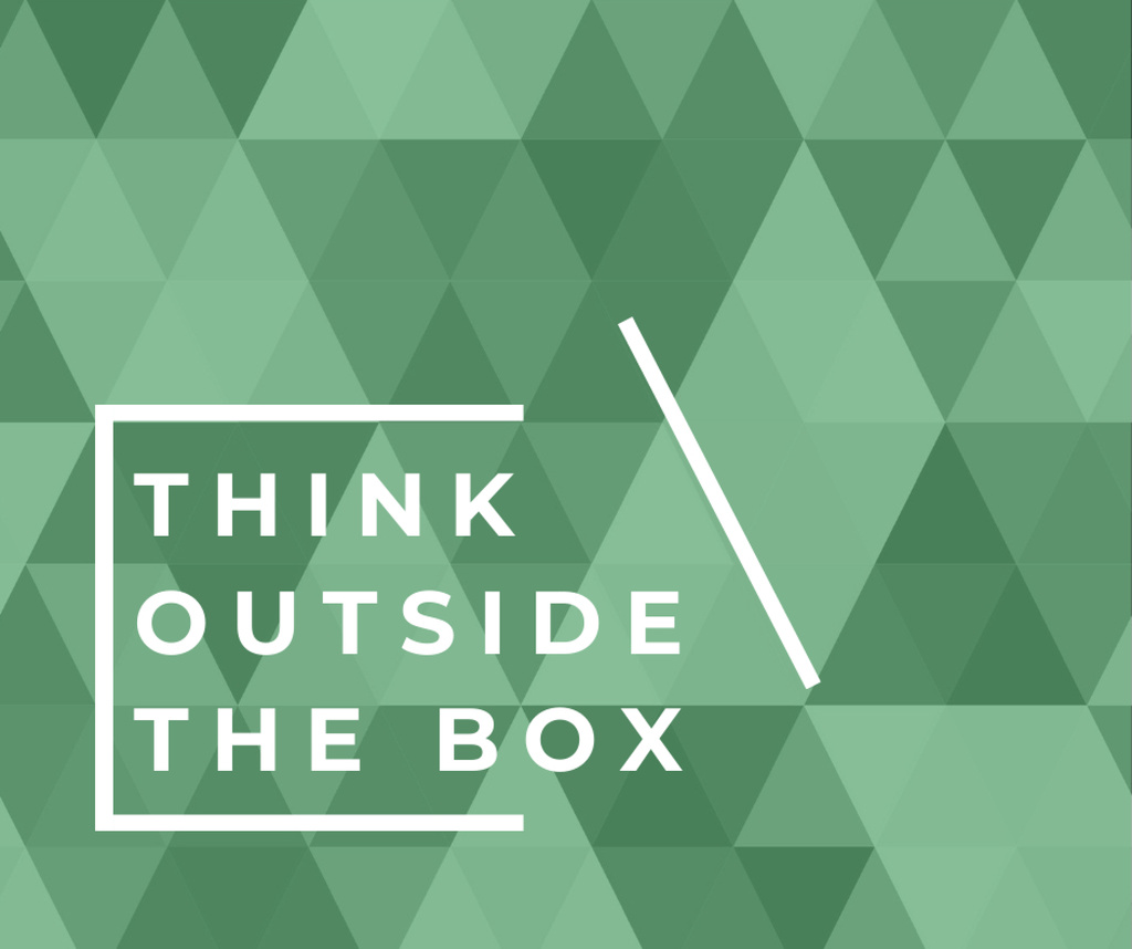 Think outside the box quote on green pattern Facebook Šablona návrhu