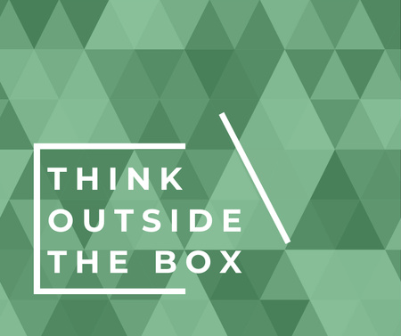 Think outside the box quote on green pattern Facebookデザインテンプレート