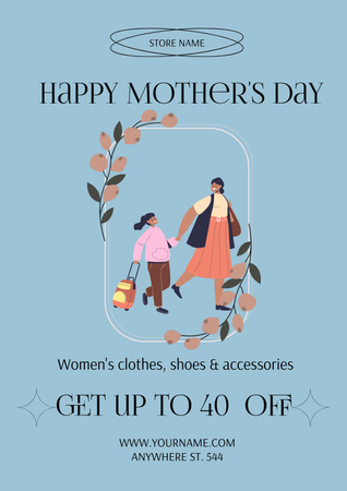 Mother's Day Holiday Discount Ad Poster Design Template