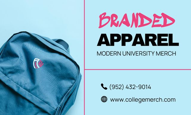Modern Branded University Merch Apparel Business Card 91x55mm – шаблон для дизайна