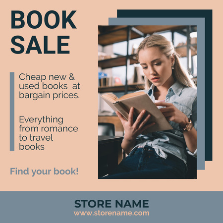 Ontwerpsjabloon van Instagram van Books Sale Announcement