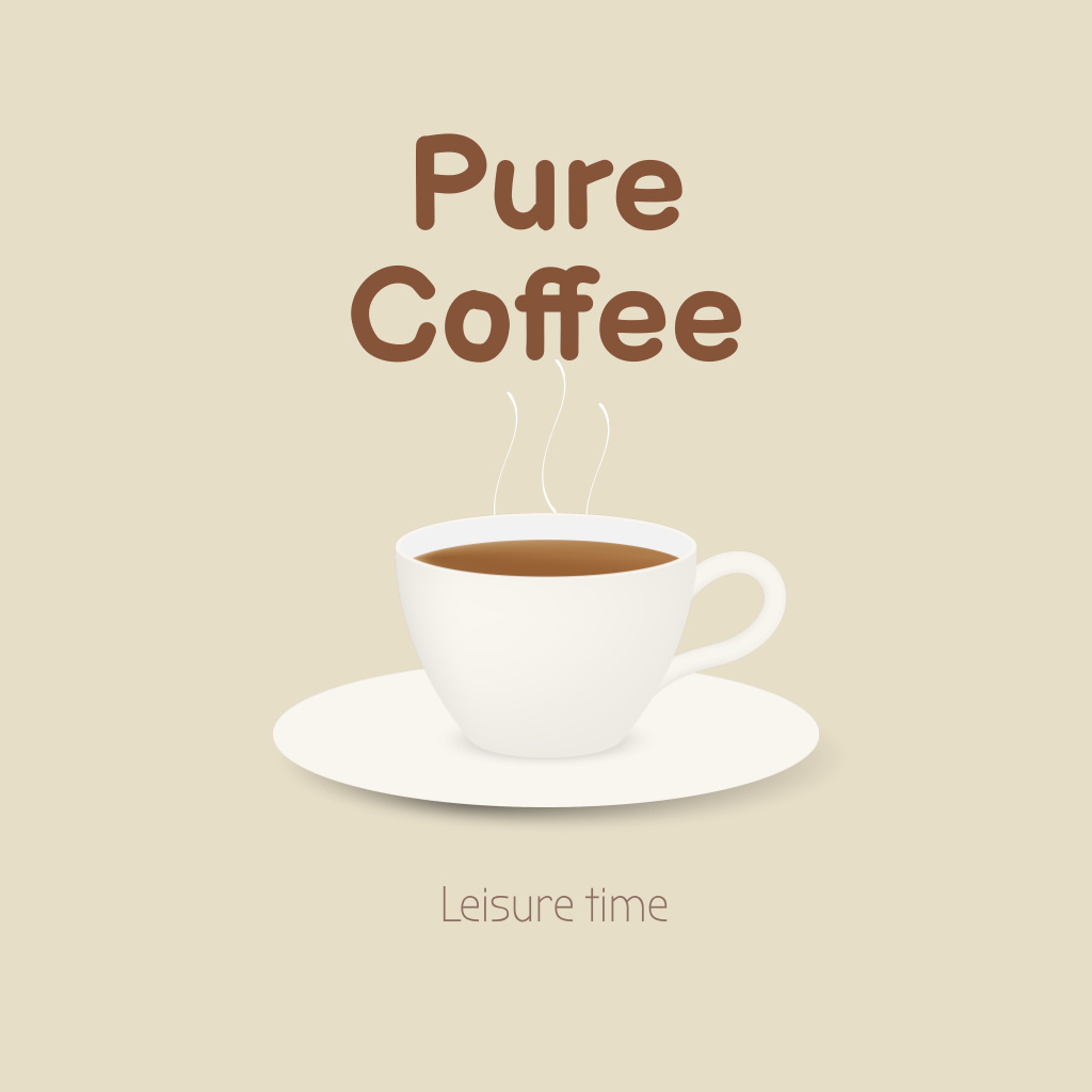 Illustration of Cup with Pure Hot Coffee Logo Design Template