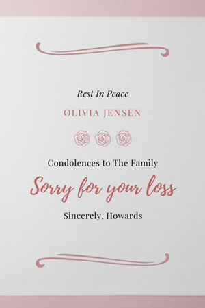 Words of Condolence in Frame Postcard 4x6in Vertical Design Template