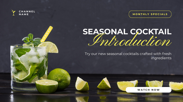 Introducing New Seasonal Cocktail with Lime Youtube Thumbnail Design Template