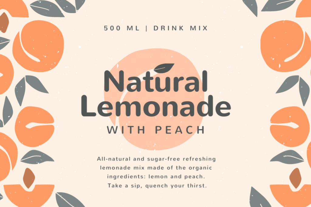 Platilla de diseño Lemonade brand ad on Peaches pattern Label