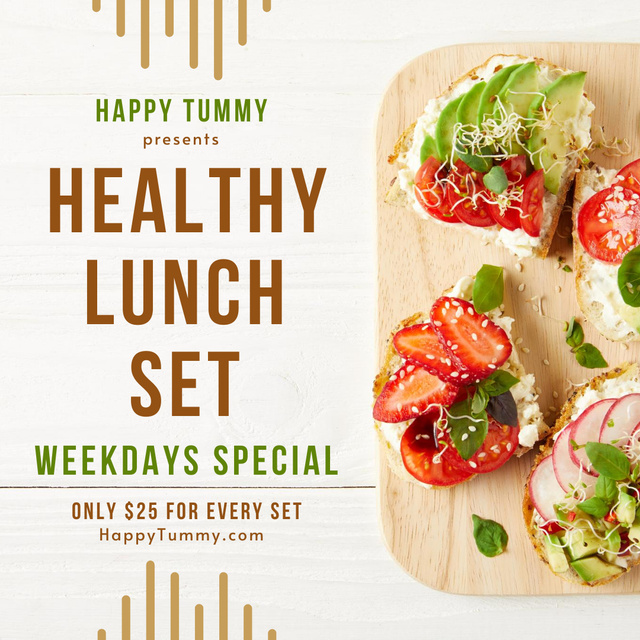 Healthy Lunch Set Price Offer Instagram Modelo de Design