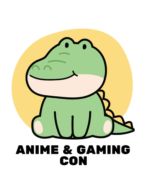 Cute Game Character of Crocodile T-Shirt Design Template