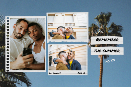 Designvorlage Wunderschöne Liebesgeschichte mit einem süßen LGBT-Paar in Tropical City für Mood Board