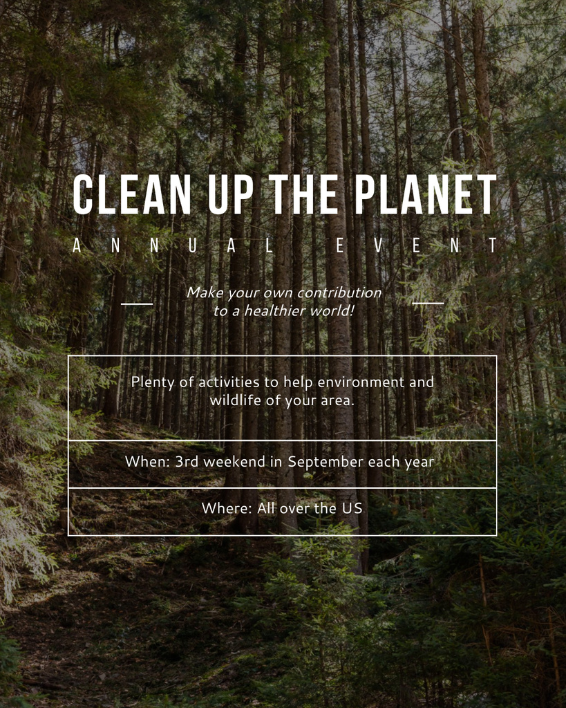 Plantilla de diseño de Ecological Event Announcement with Green Forest Poster 16x20in 
