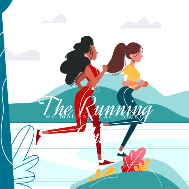 Women running in Park Animated Postデザインテンプレート