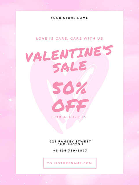 Holiday Sale on Valentine's Day Poster US Design Template