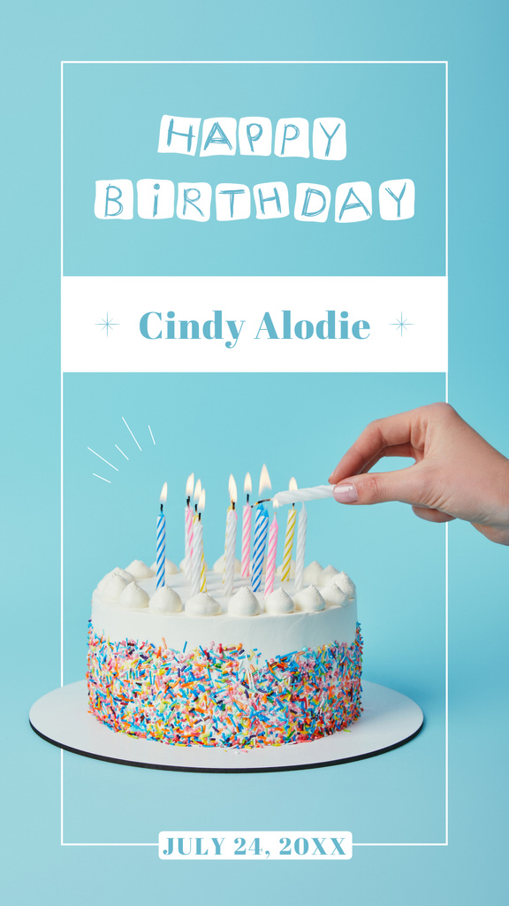 Template di design B-Day Wishes with Cake and Candles Instagram Story