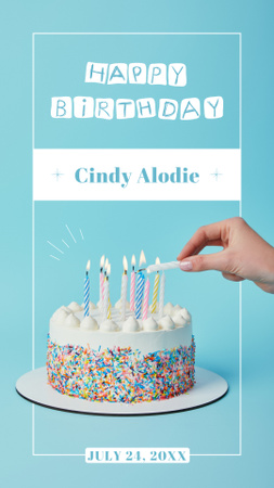 Designvorlage Geburtstagswünsche mit Kuchen und Kerzen für Instagram Story
