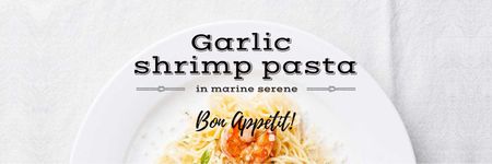 Plantilla de diseño de garlic shrimp pasta poster Twitter 