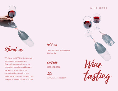 Wine Tasting with Wineglasses in Pink Brochure 8.5x11in Design Template