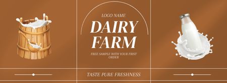 Fresh Farm Milk and Dairy Facebook cover Design Template