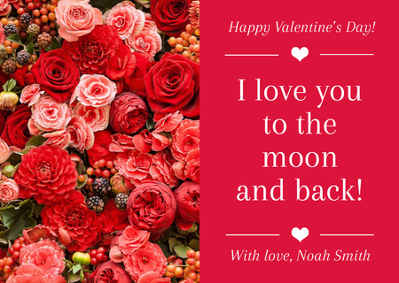 Cute Valentine's Phrase with Beautiful Roses Postcard – шаблон для дизайну