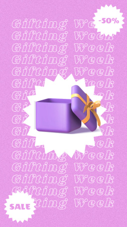 Ontwerpsjabloon van Instagram Story van Winter Sale Announcement with Cute Gift Box