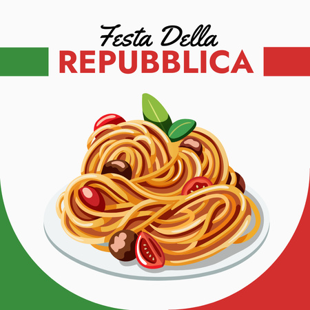 Modèle de visuel offre spaghetti pour la fête nationale de l'italie - Instagram