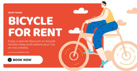 Ποδήλατα προς ενοικίαση Προσφορά στο κόκκινο Facebook AD Πρότυπο σχεδίασης