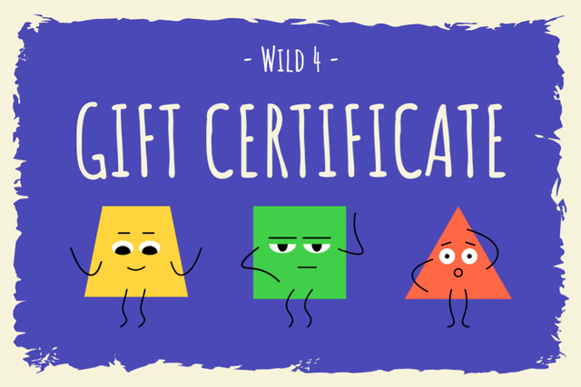 Ontwerpsjabloon van Gift Certificate van Game Characters Illustration