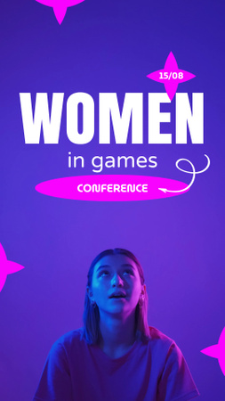 Ontwerpsjabloon van Instagram Video Story van Conferentieonderwerp over vrouwen in games