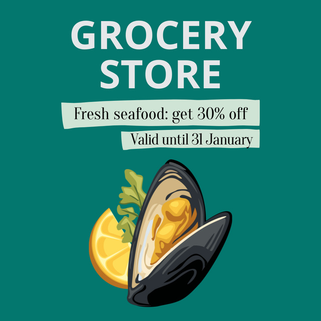 Fresh Seafood Illustrated Sale Offer Instagram Tasarım Şablonu
