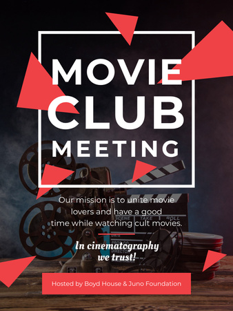 Modèle de visuel Projecteur antique de réunion de club de cinéma - Poster US