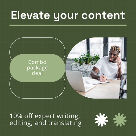 Expert Content Writing And Editing Services With Discounts Instagram Design Template