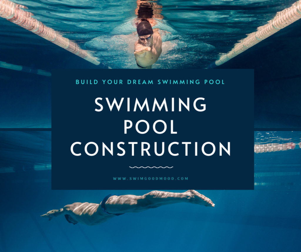 Swimming Pool Construction for Sport and Fitness Facebook Design Template