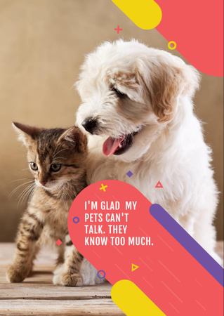 Pets clinic ad with Cute Dog and Cat Flyer A6 Design Template