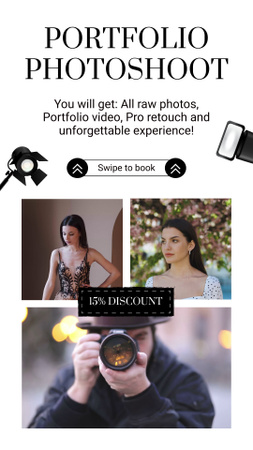 Sessão de fotos de alta qualidade para oferta de portfólio Instagram Video Story Modelo de Design