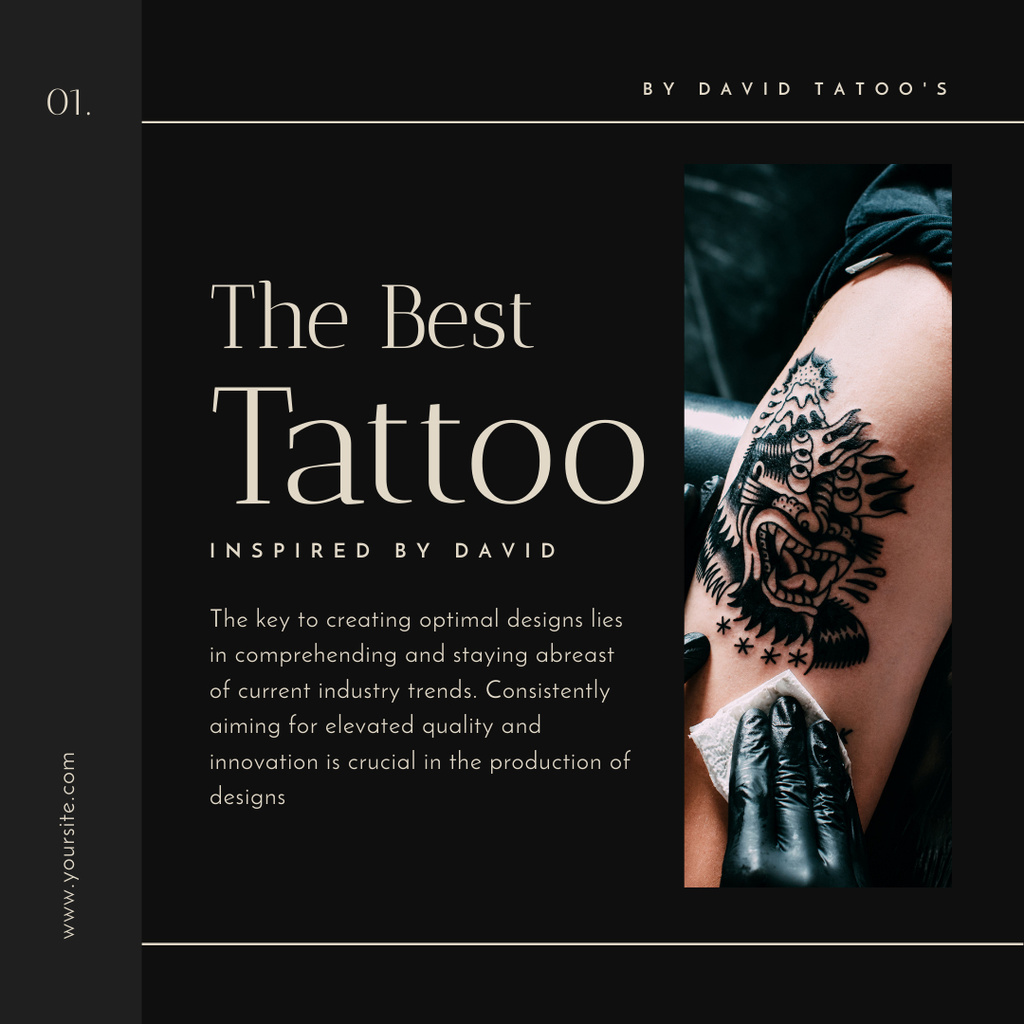 Platilla de diseño Best Tattoo From Artist Offer In Black Instagram