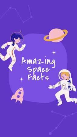 uzayda çocuk astronotlar Instagram Video Story Tasarım Şablonu