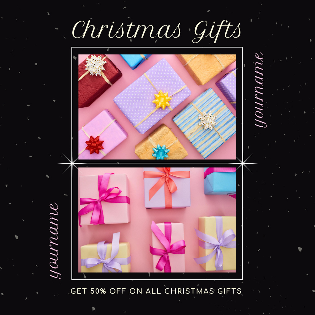 Christmas Sale  Colorful Presents with Bows Instagram AD tervezősablon
