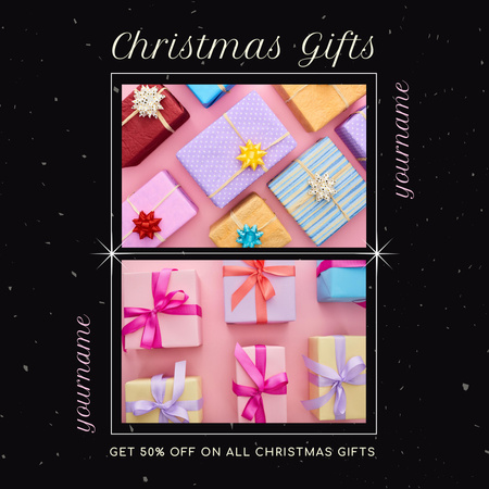 Christmas Sale  Colorful Presents with Bows Instagram AD Design Template